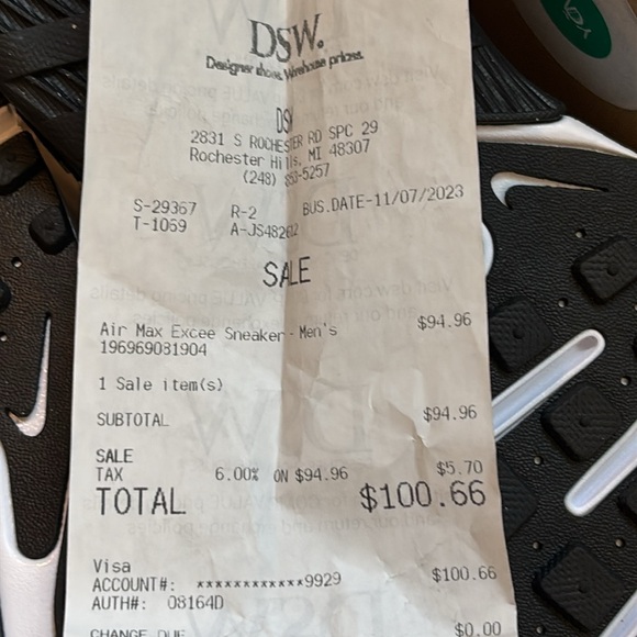 Nike Air Max White and Black Athletic Shoes men’s size 8.5 SHIP SAME DAY - Picture 4 of 4